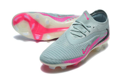 Nike Phantom 6 Elite Low FG Firm Ground Soccer Cleats - Gray/Neon Pink/Phantom Black