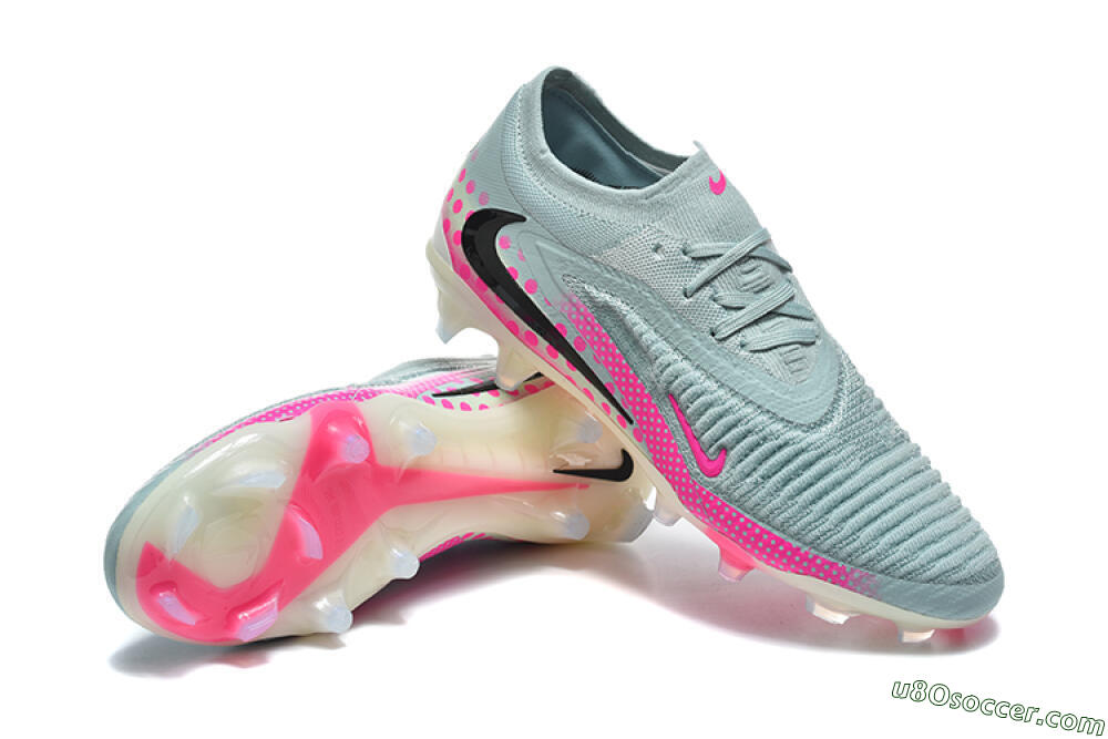 Nike Phantom 6 Elite Low FG Firm Ground Soccer Cleats - Gray/Neon Pink/Phantom Black 4