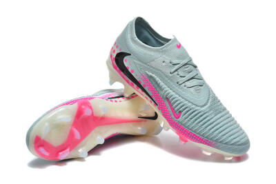Nike Phantom 6 Elite Low FG Firm Ground Soccer Cleats - Gray/Neon Pink/Phantom Black