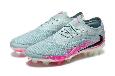 Nike Phantom 6 Elite Low FG Firm Ground Soccer Cleats - Gray/Neon Pink/Phantom Black
