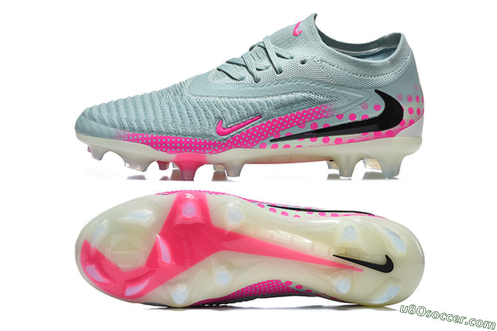 Nike Phantom 6 Elite Low FG Firm Ground Soccer Cleats - Gray/Neon Pink/Phantom Black 0