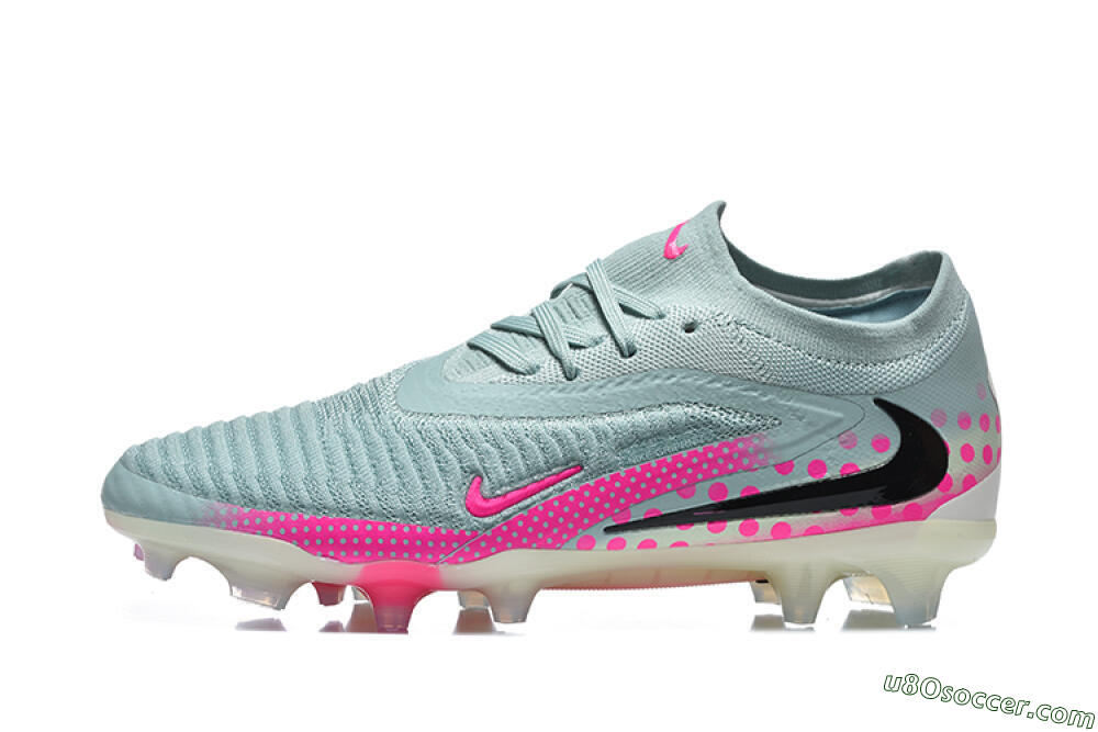 Nike Phantom 6 Elite Low FG Firm Ground Soccer Cleats - Gray/Neon Pink/Phantom Black 2