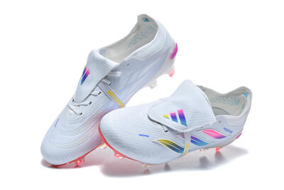 Adidas Predator 26 Elite Fold-Over Tongue FG Firm Ground Soccer Cleats - White/Sunset Pink/Cool Blue