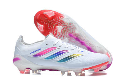 Adidas Predator 26 Elite FG Firm Ground Soccer Cleats - White/Vibrant Pink/Metallic Blue