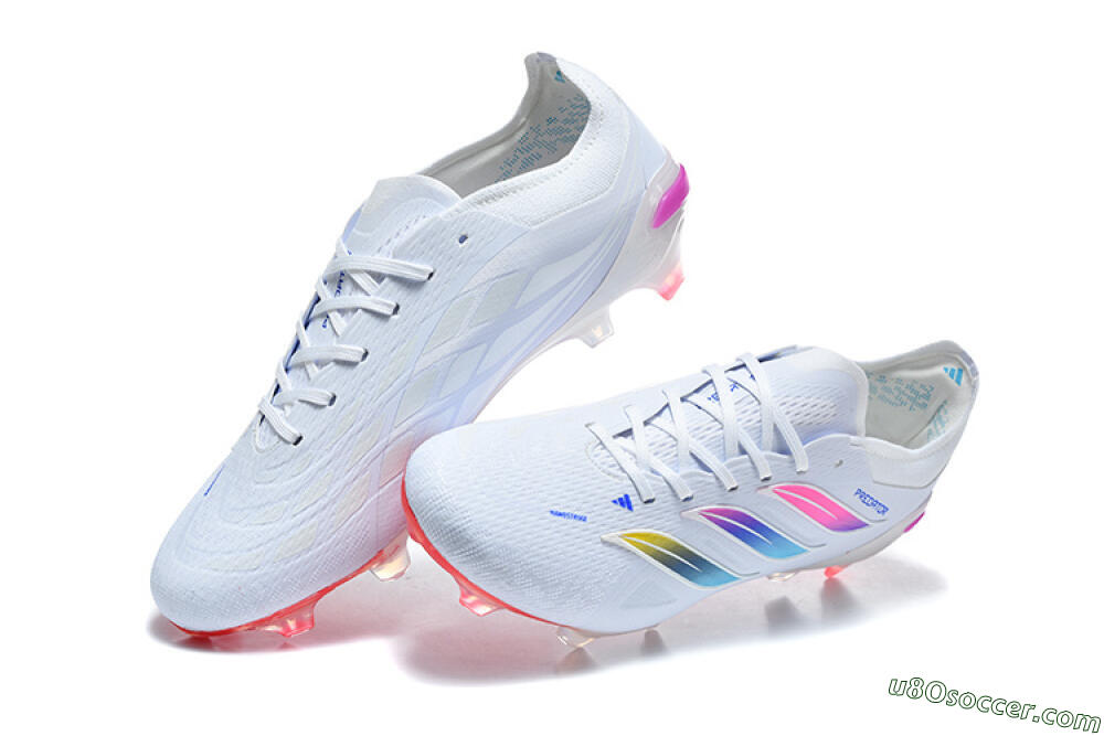 Adidas Predator 26 Elite FG Firm Ground Soccer Cleats - White/Vibrant Pink/Metallic Blue 6