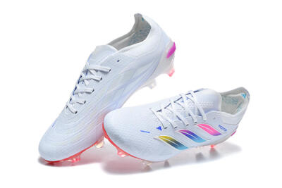 Adidas Predator 26 Elite FG Firm Ground Soccer Cleats - White/Vibrant Pink/Metallic Blue