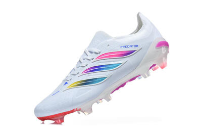 Adidas Predator 26 Elite FG Firm Ground Soccer Cleats - White/Vibrant Pink/Metallic Blue