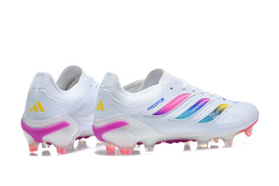 Adidas Predator 26 Elite FG Firm Ground Soccer Cleats - White/Vibrant Pink/Metallic Blue