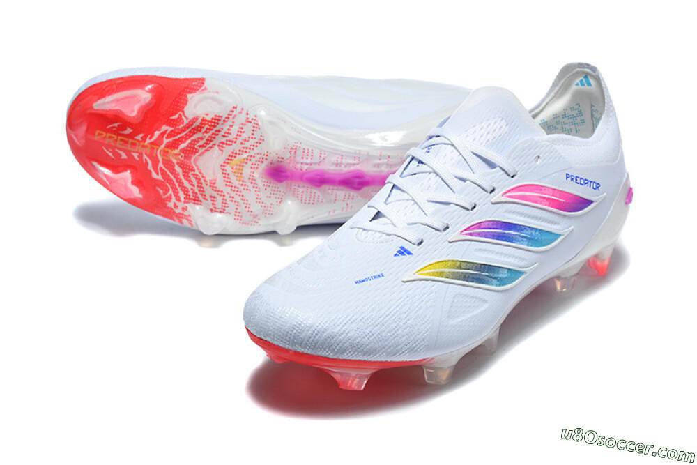Adidas Predator 26 Elite FG Firm Ground Soccer Cleats - White/Vibrant Pink/Metallic Blue 3