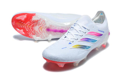 Adidas Predator 26 Elite FG Firm Ground Soccer Cleats - White/Vibrant Pink/Metallic Blue