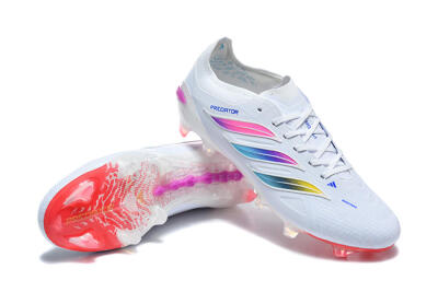 Adidas Predator 26 Elite FG Firm Ground Soccer Cleats - White/Vibrant Pink/Metallic Blue