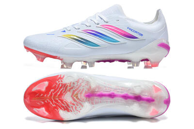 Adidas Predator 26 Elite FG Firm Ground Soccer Cleats - White/Vibrant Pink/Metallic Blue