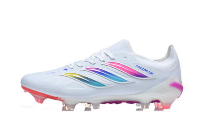 Adidas Predator 26 Elite FG Firm Ground Soccer Cleats - White/Vibrant Pink/Metallic Blue