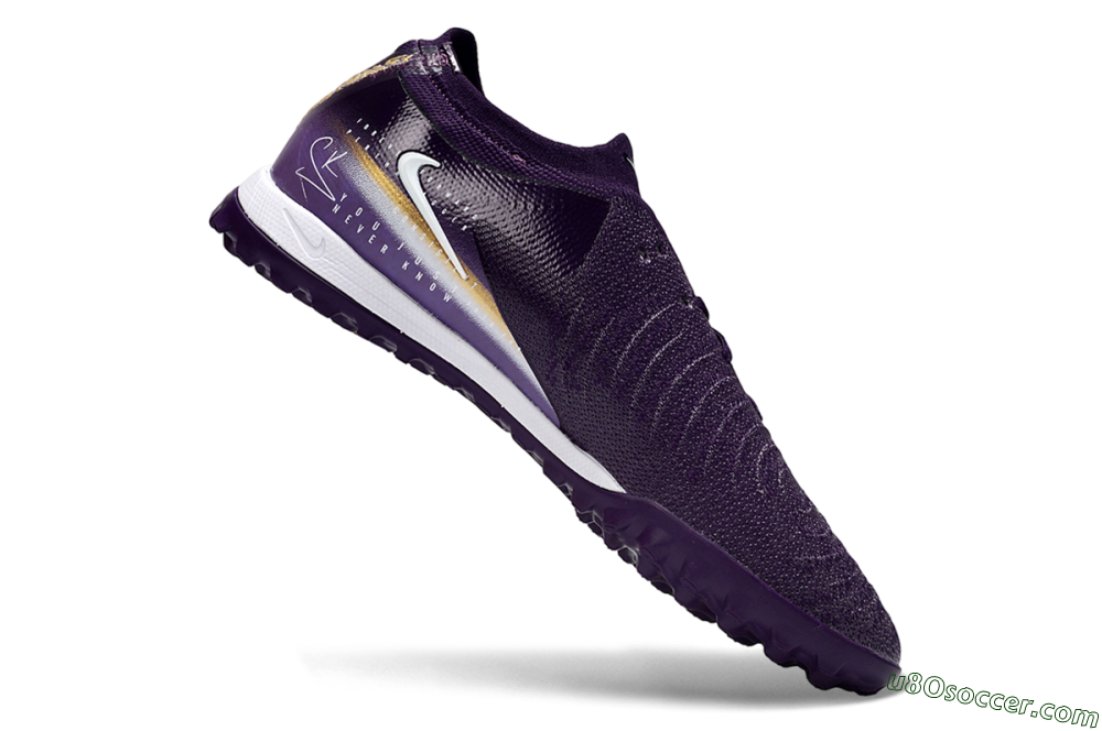 Nike Phantom GX 2 Elite TF Artificial Turf Soccer Shoes - Purple/Deep Violet/Metallic Gold 4