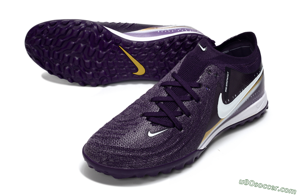 Nike Phantom GX 2 Elite TF Artificial Turf Soccer Shoes - Purple/Deep Violet/Metallic Gold 3
