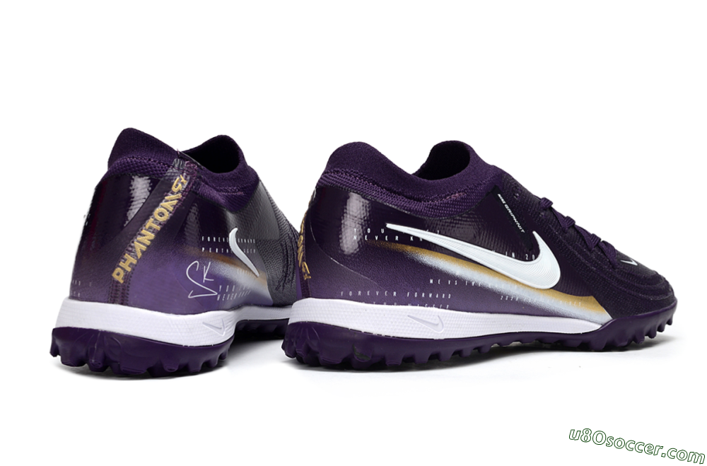 Nike Phantom GX 2 Elite TF Artificial Turf Soccer Shoes - Purple/Deep Violet/Metallic Gold 6