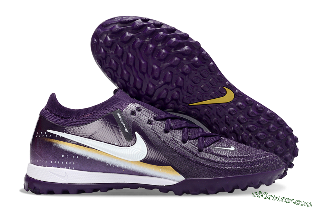 Nike Phantom GX 2 Elite TF Artificial Turf Soccer Shoes - Purple/Deep Violet/Metallic Gold 1
