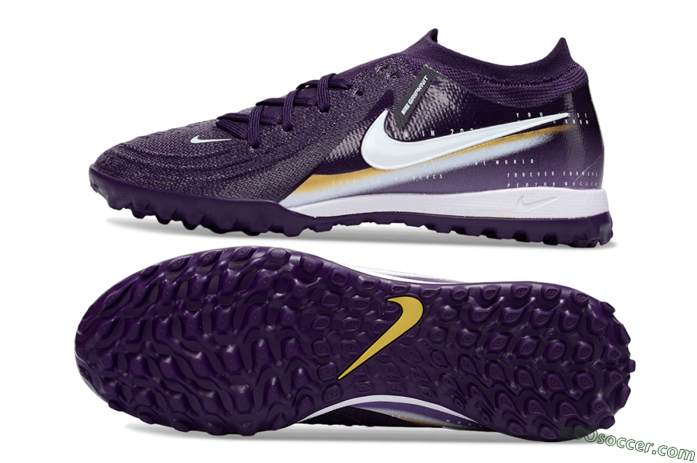 Nike Phantom GX 2 Elite TF Artificial Turf Soccer Shoes - Purple/Deep Violet/Metallic Gold 0