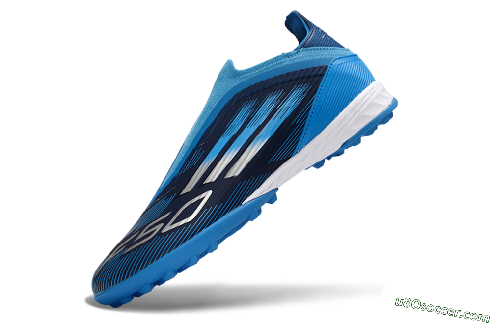 Adidas F50 Elite Laceless TF Artificial Turf Soccer Shoes - Blue/Sky Blue/Navy Blue 6
