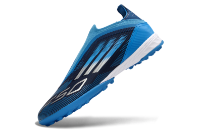 Adidas F50 Elite Laceless TF Artificial Turf Soccer Shoes - Blue/Sky Blue/Navy Blue