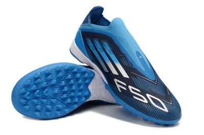 Adidas F50 Elite Laceless TF Artificial Turf Soccer Shoes - Blue/Sky Blue/Navy Blue