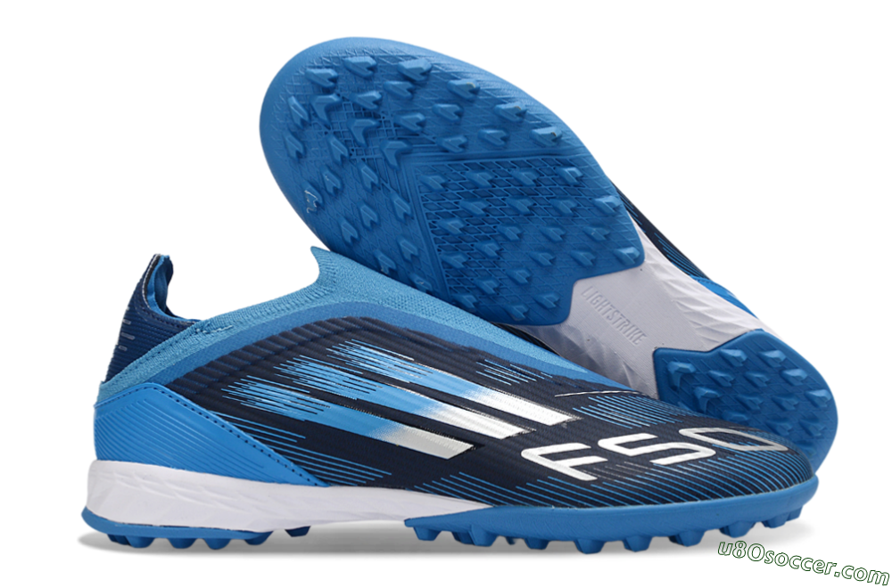 Adidas F50 Elite Laceless TF Artificial Turf Soccer Shoes - Blue/Sky Blue/Navy Blue 1