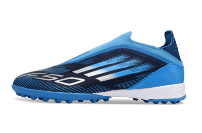 Adidas F50 Elite Laceless TF Artificial Turf Soccer Shoes - Blue/Sky Blue/Navy Blue