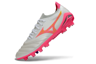 Mizuno Morelia Neo 4 Bate FG Firm Ground Soccer Cleats - White/Neon Pink/Metallic Silver