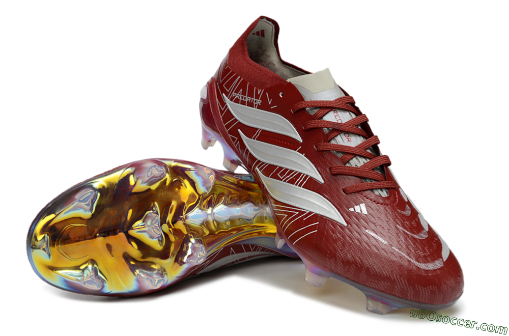 Adidas Predator 26 Elite FG Firm Ground Soccer Cleats - Red/Crimson Burst/Metallic Glow 3