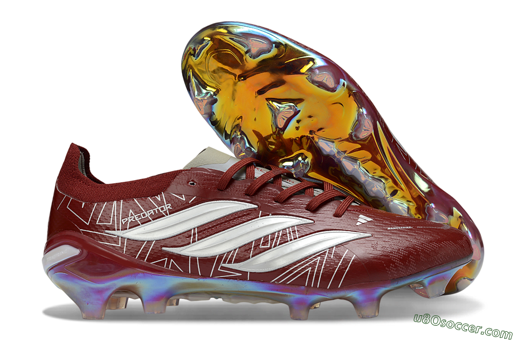 Adidas Predator 26 Elite FG Firm Ground Soccer Cleats - Red/Crimson Burst/Metallic Glow 1