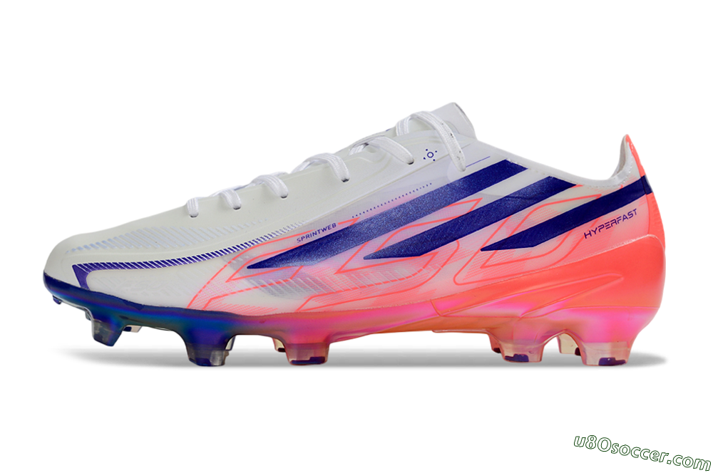 Adidas F50 Hyperfast 2026 World Cup FG Firm Ground Soccer Cleats - White/Electric Pink/Deep Purple 2