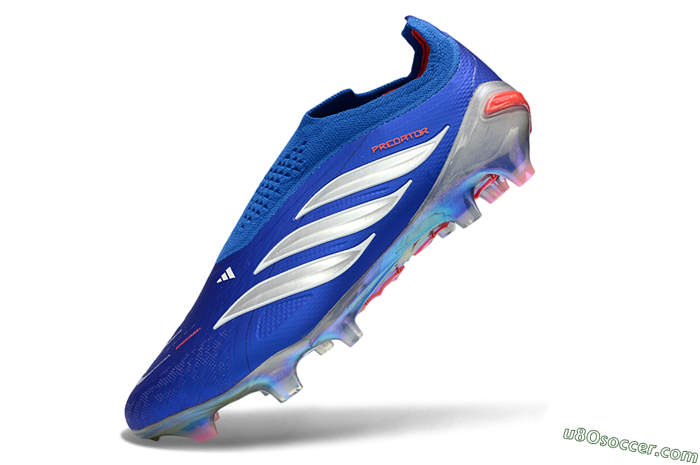 Adidas Predator 26 Elite Laceless FG Firm Ground Soccer Cleats - Blue/Electric Blue/Silver Reflective 5