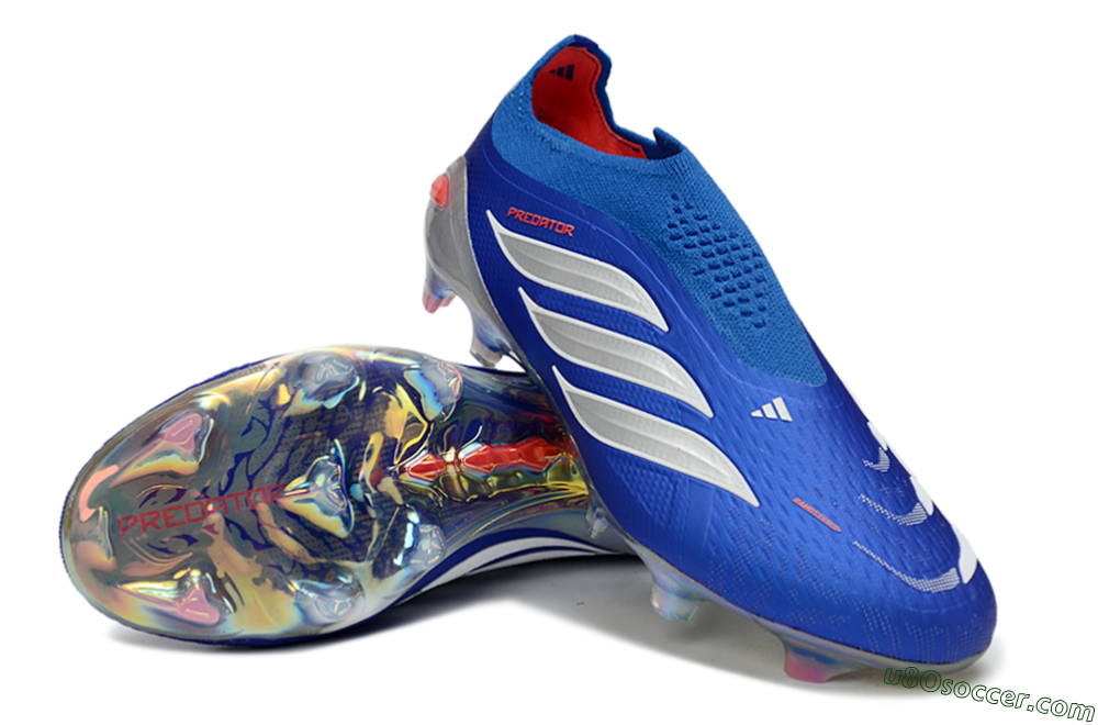 Adidas Predator 26 Elite Laceless FG Firm Ground Soccer Cleats - Blue/Electric Blue/Silver Reflective 3