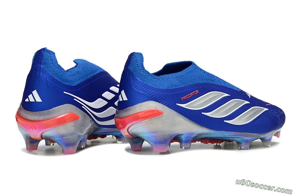 Adidas Predator 26 Elite Laceless FG Firm Ground Soccer Cleats - Blue/Electric Blue/Silver Reflective 6