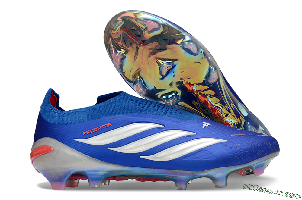 Adidas Predator 26 Elite Laceless FG Firm Ground Soccer Cleats - Blue/Electric Blue/Silver Reflective 1