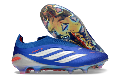 Adidas Predator 26 Elite Laceless FG Firm Ground Soccer Cleats - Blue/Electric Blue/Silver Reflective