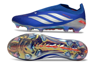 Adidas Predator 26 Elite Laceless FG Firm Ground Soccer Cleats - Blue/Electric Blue/Silver Reflective