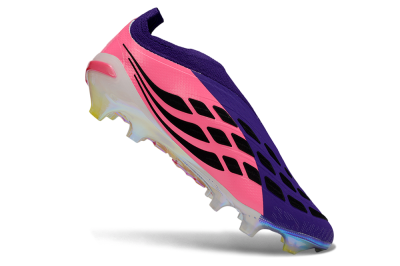 Adidas Predator 26 Elite Laceless FG Firm Ground Soccer Cleats - Purple/Neon Pink/Plum