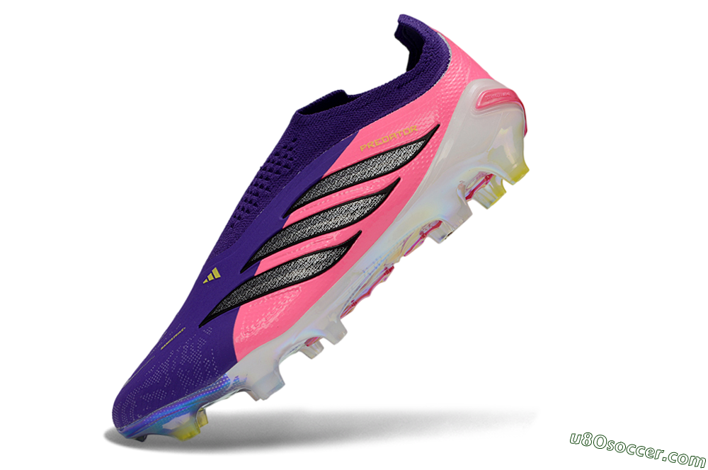 Adidas Predator 26 Elite Laceless FG Firm Ground Soccer Cleats - Purple/Neon Pink/Plum 5