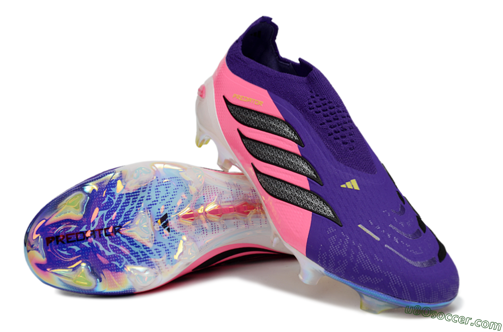 Adidas Predator 26 Elite Laceless FG Firm Ground Soccer Cleats - Purple/Neon Pink/Plum 3
