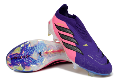 Adidas Predator 26 Elite Laceless FG Firm Ground Soccer Cleats - Purple/Neon Pink/Plum