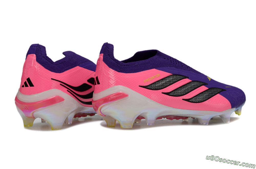 Adidas Predator 26 Elite Laceless FG Firm Ground Soccer Cleats - Purple/Neon Pink/Plum 6