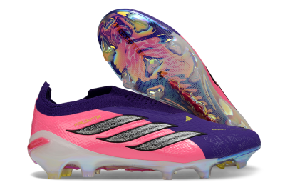 Adidas Predator 26 Elite Laceless FG Firm Ground Soccer Cleats - Purple/Neon Pink/Plum
