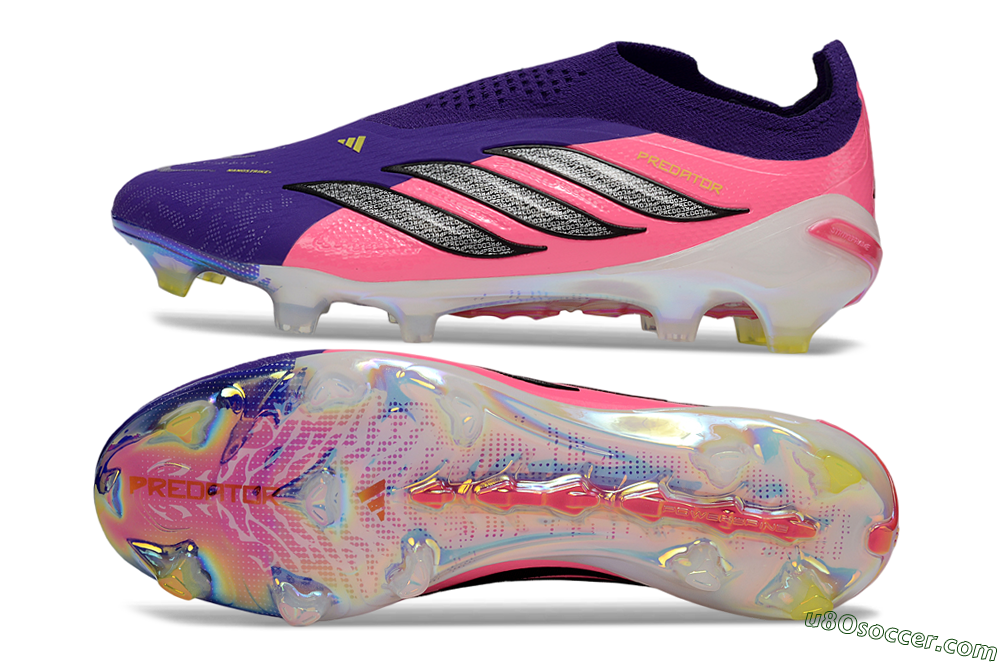 Adidas Predator 26 Elite Laceless FG Firm Ground Soccer Cleats - Purple/Neon Pink/Plum 0