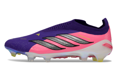 Adidas Predator 26 Elite Laceless FG Firm Ground Soccer Cleats - Purple/Neon Pink/Plum