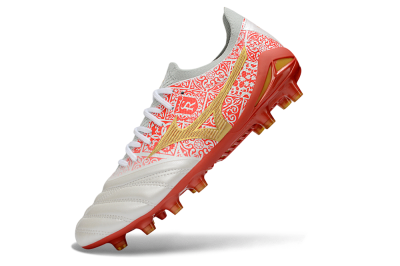 Mizuno Morelia Neo 4 Bate FG Firm Ground Soccer Cleats - White/Coral Rose/Gold Shimmer