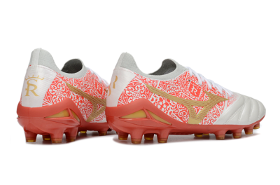 Mizuno Morelia Neo 4 Bate FG Firm Ground Soccer Cleats - White/Coral Rose/Gold Shimmer