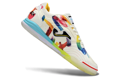 Joma Top Flex IC Indoor & Futsal Soccer Shoes - White/Bright Yellow/Blue Sky