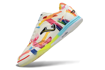 Joma Top Flex IC Indoor & Futsal Soccer Shoes - White/Bright Yellow/Blue Sky