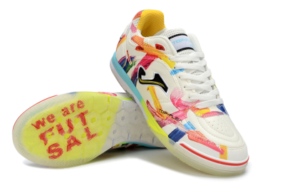 Joma Top Flex IC Indoor & Futsal Soccer Shoes - White/Bright Yellow/Blue Sky